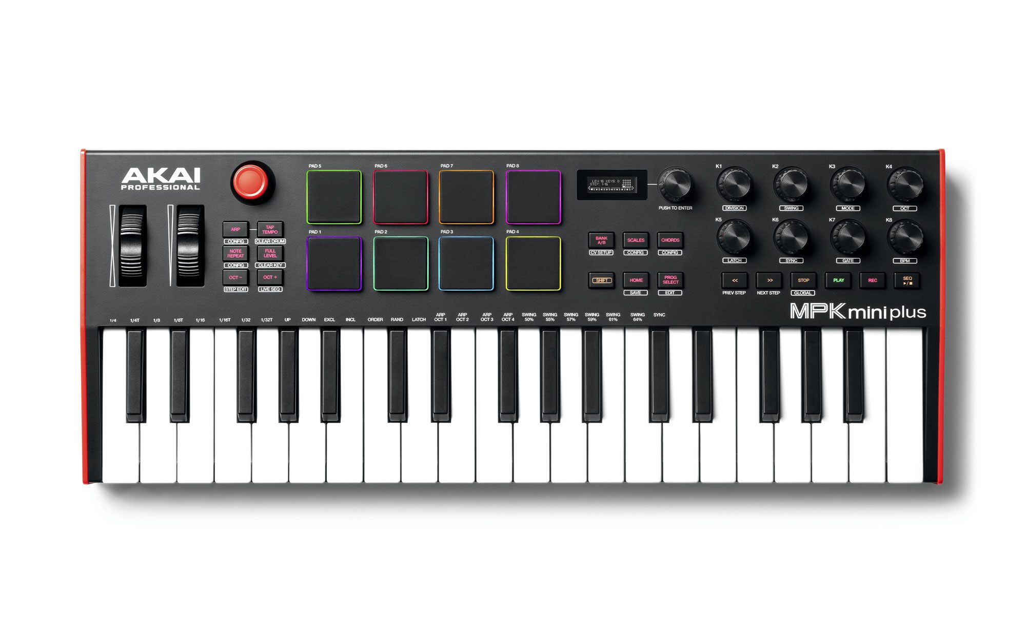 Angled view of MPK Mini Plus MIDI Controller